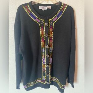 Rare Page boy maternity sweater Womens size large Black Knit festive beaded